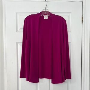 Elegant Women's Open Front Cardigan in Magenta